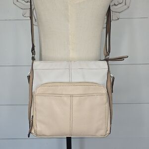 Vintage Genuine Tignanello 2 Tone Color Block Leather Crossbody Bag Purse